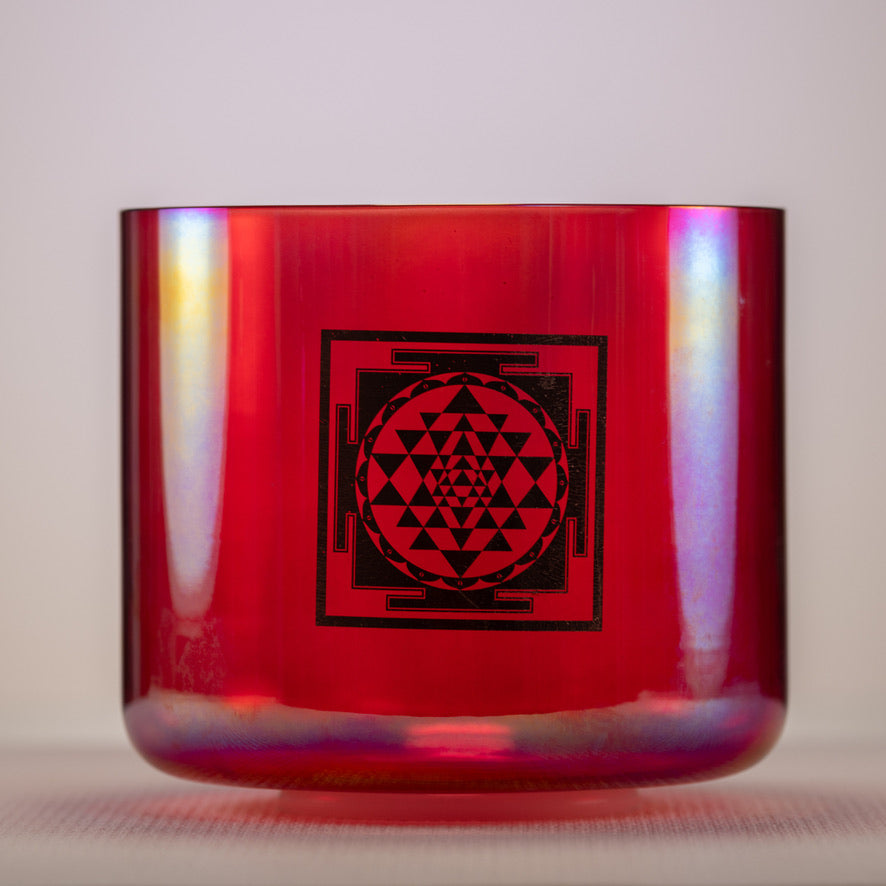 8" C#+33 Ruby Ray with Sri Yantra Crystal Singing Bowl