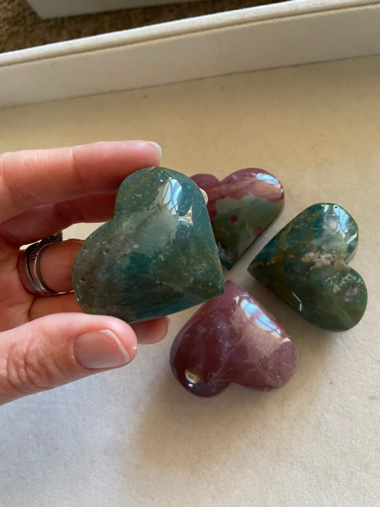 Ocean Jasper Puffy Hearts