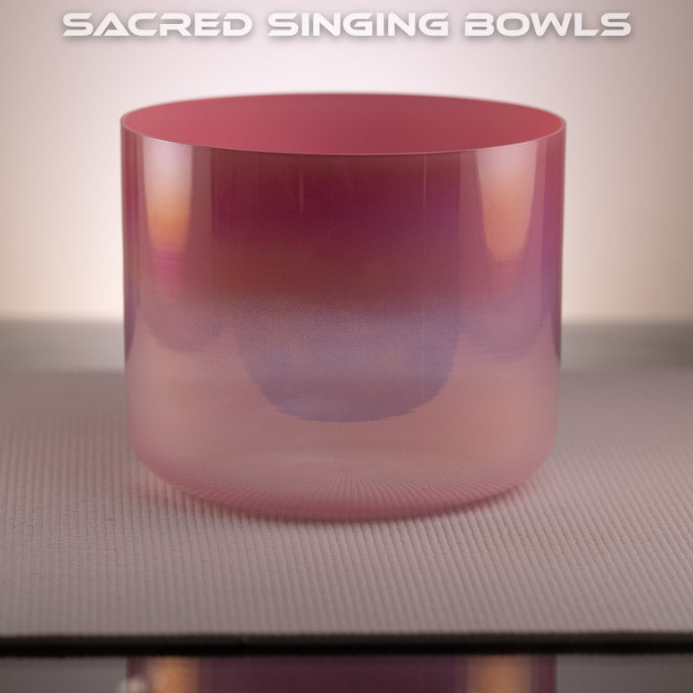 8.5" E+12 Rose Quartz Color Crystal Singing Bowl, Sacred Singing Bowls