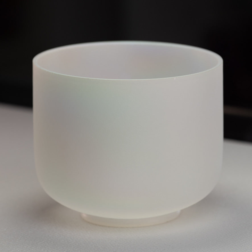 8" A+0 White Frosted Singing Bowl with Angel Aura inside