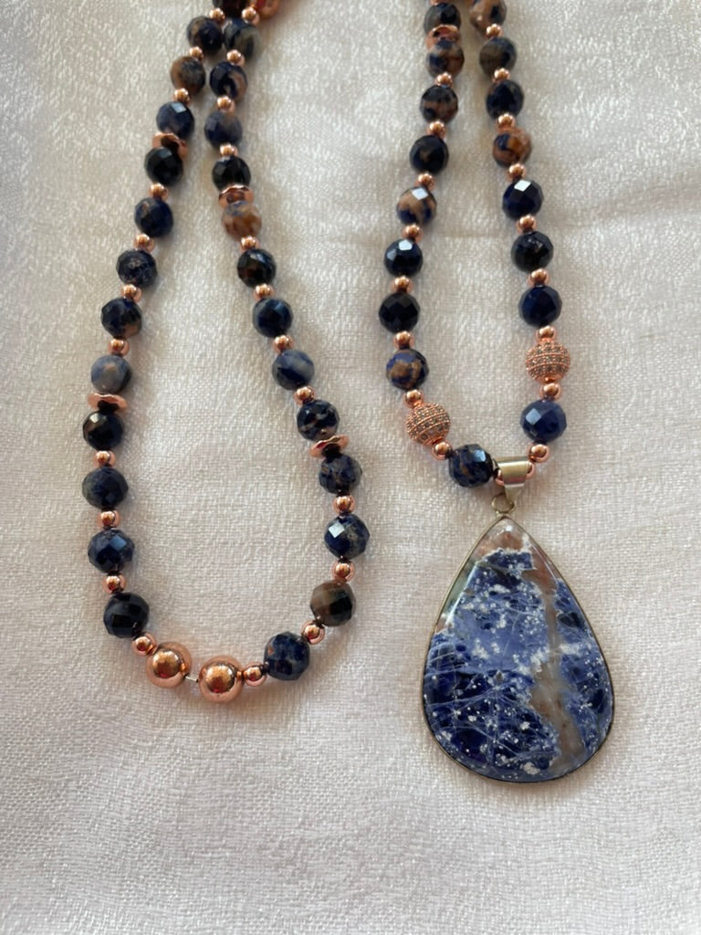 Faceted Sodalite Mala