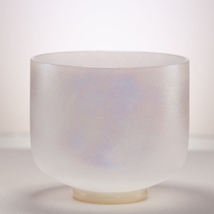 9" E-27 White Celestial Frosted Crystal Singing Bowl