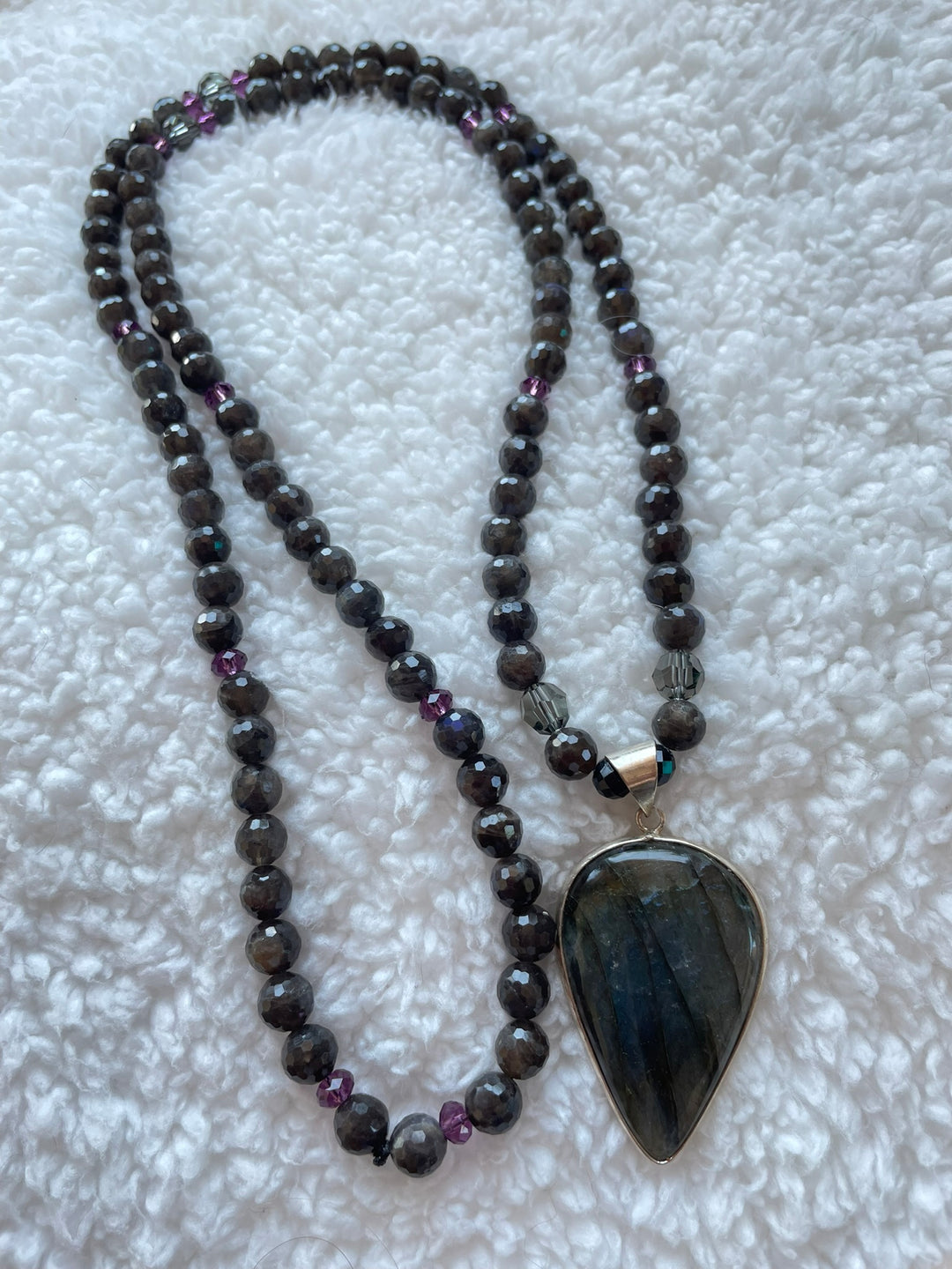 Faceted Black Labradorite Mala