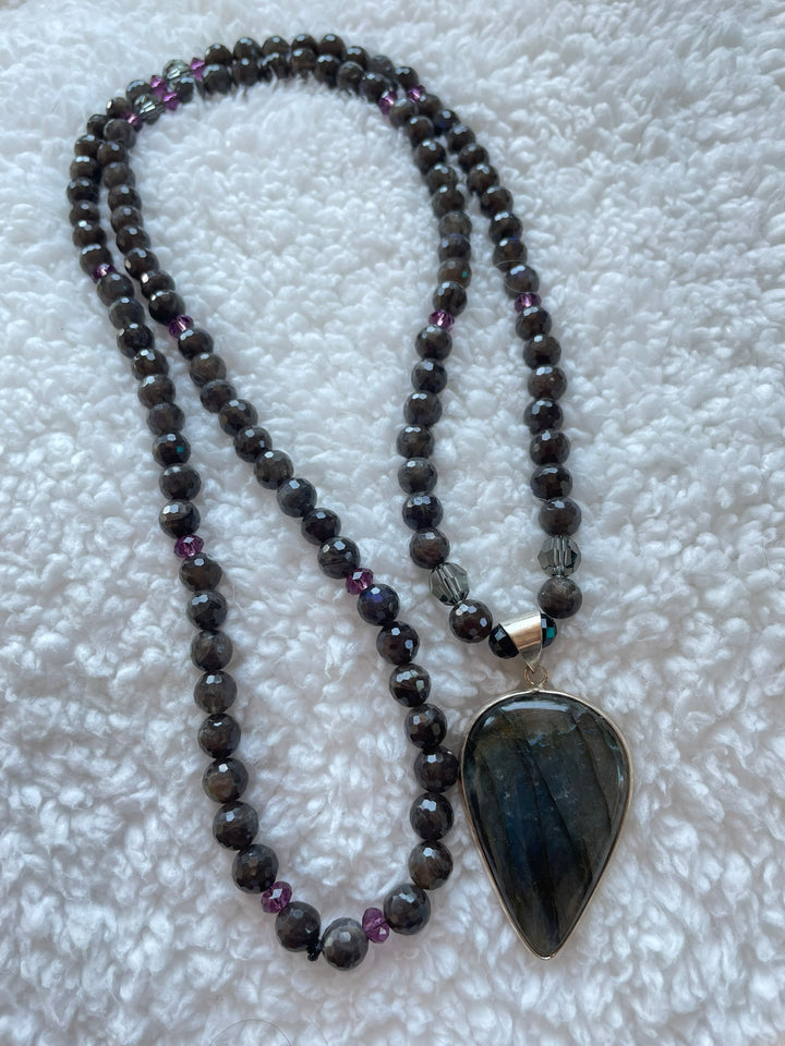 Faceted Black Labradorite Mala