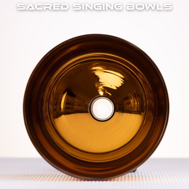 6" A-16 24k Gold Crystal Singing Bowl with Handle  | Sacred Singing Bowls