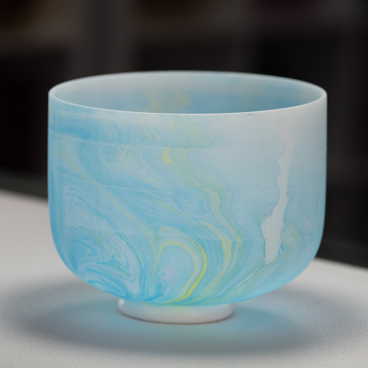 10" D-27 Blue Swirl Frosted Crystal Singing Bowl