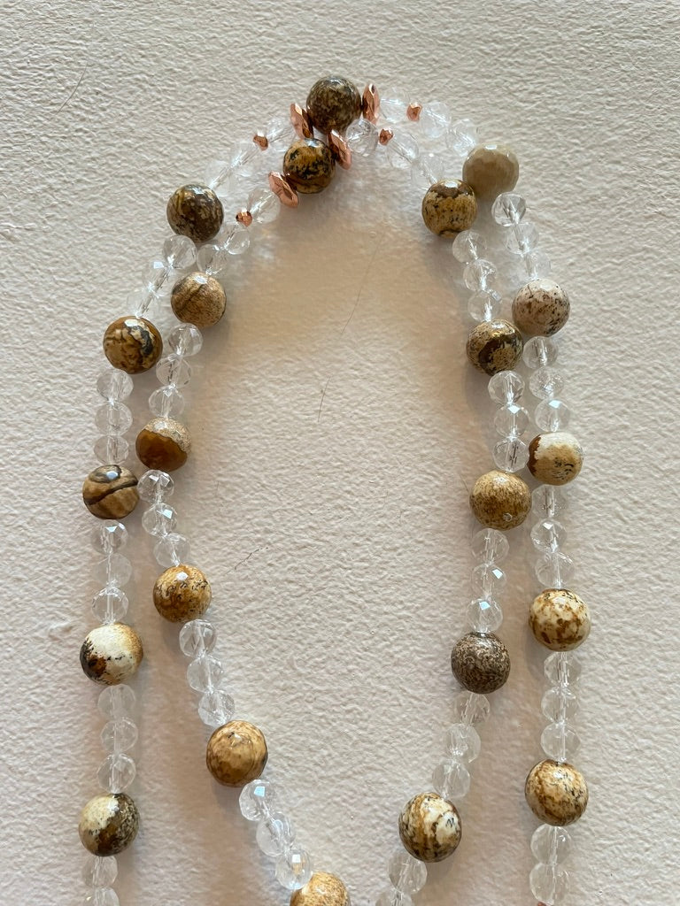 Jasper & Clear Quartz Mala