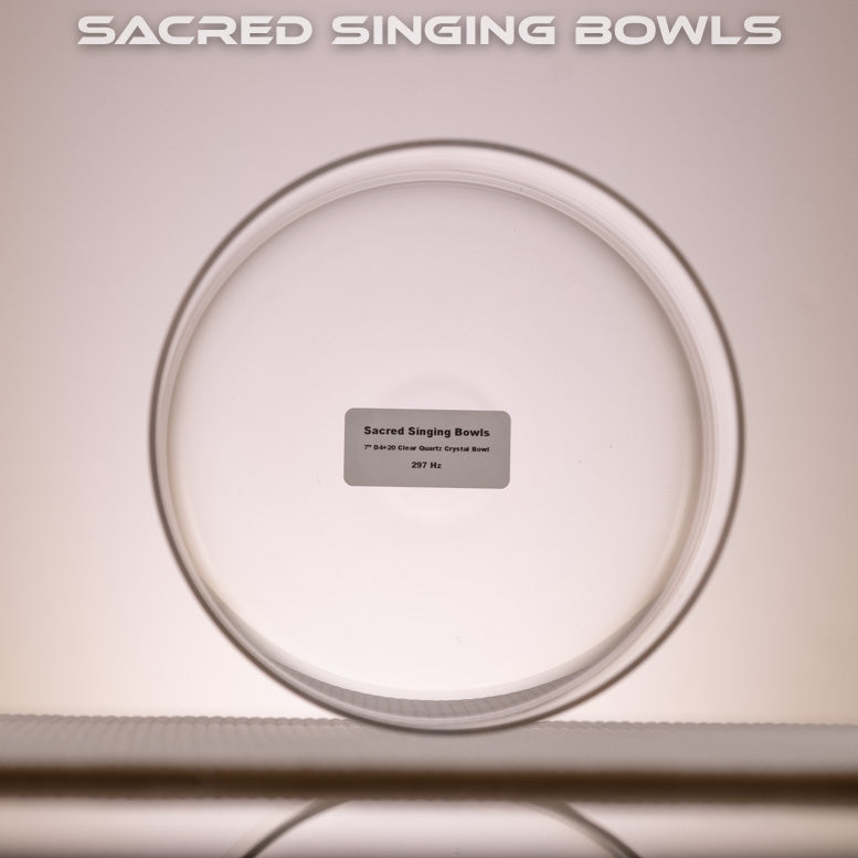 7" D+20 Clear Quartz Crystal Singing Bowl, Sacred Singing Bowls