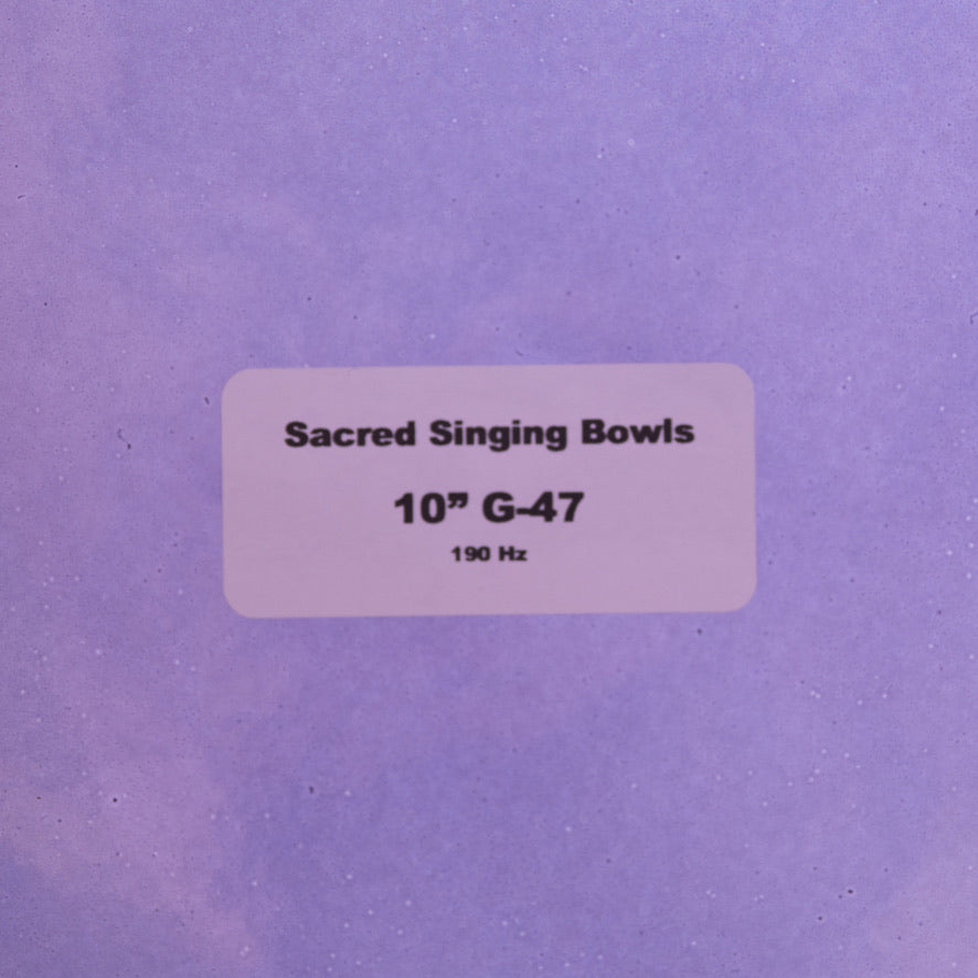10" G-47/F#+47 Dark Amethyst Activation Crystal Singing Bowl, Pearlescent, Sacred Singing Bowls