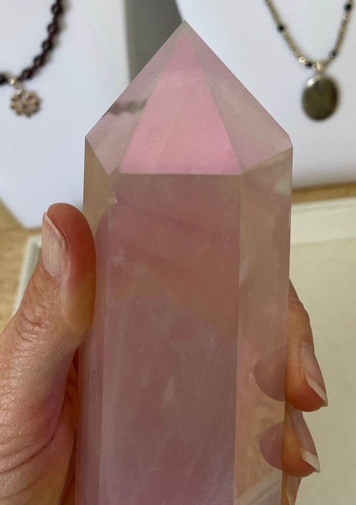 Large Aura Rose Quartz Tower