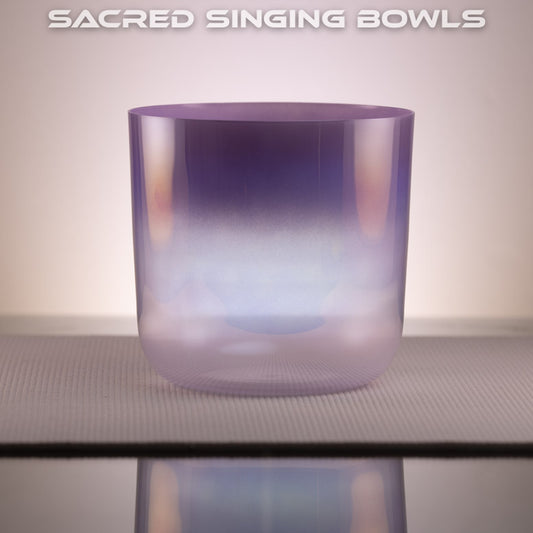 8" C#-33 Lilac Amethyst Color Crystal Singing Bowl, Prismatic, Sacred Singing Bowls