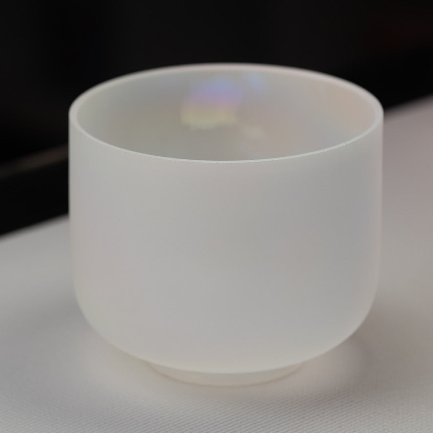 8" A+0 White Frosted Singing Bowl with Angel Aura inside