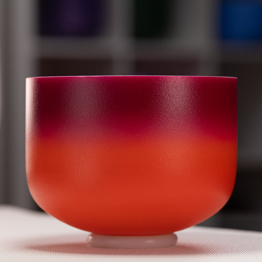 10" E-24 Frosted Harmonic Sunrise Crystal Singing Bowl, Silver inside