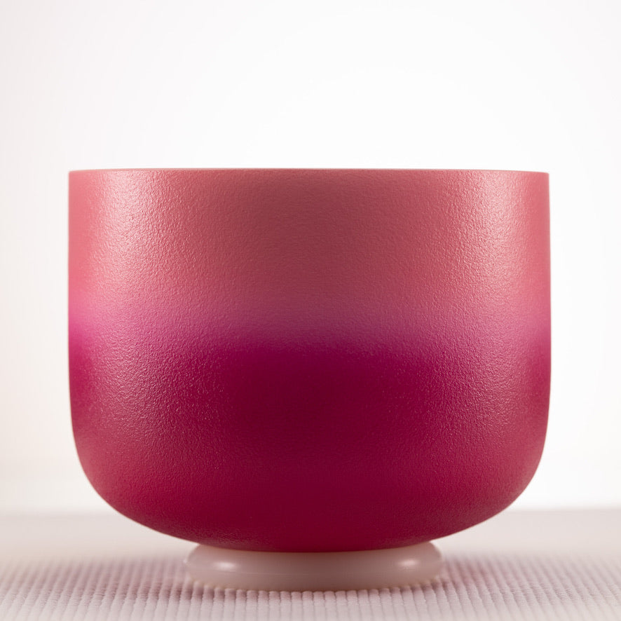 8" F+4 Frosted Rosebud Crystal Singing Bowl