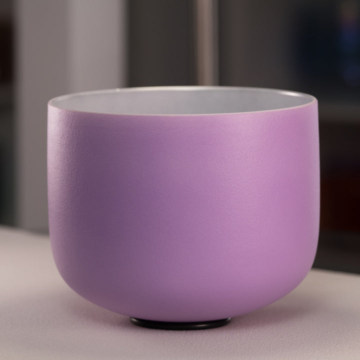 10.75" B+3 Frosted Lilac Blossom Crystal Singing Bowl