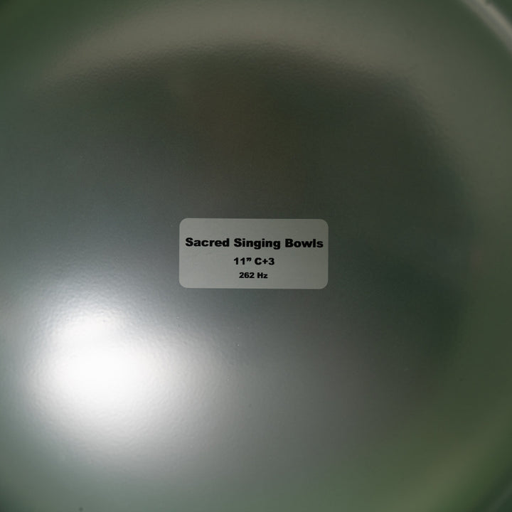 Light Green frosted singing bowl, silver inside