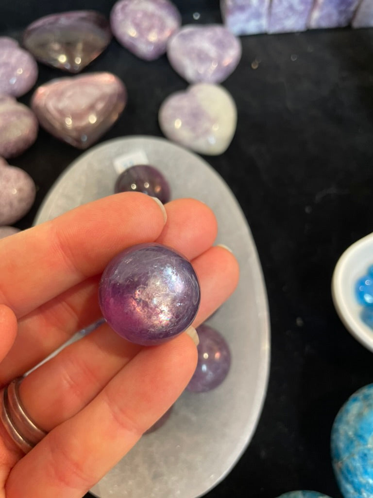 Gem Lepidolite Spheres, Small