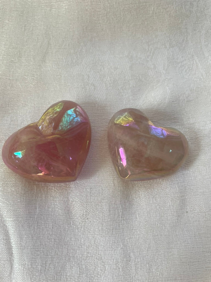 Aura Rose Quartz Hearts, Medium