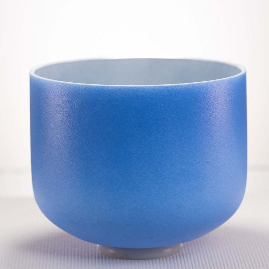 11" D#-28 Father Sky Frosted Crystal Singing Bowl, Silver inside