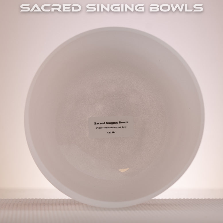8" G#+19 Frosted Crystal Singing Bowl, Sacred Singing Bowls
