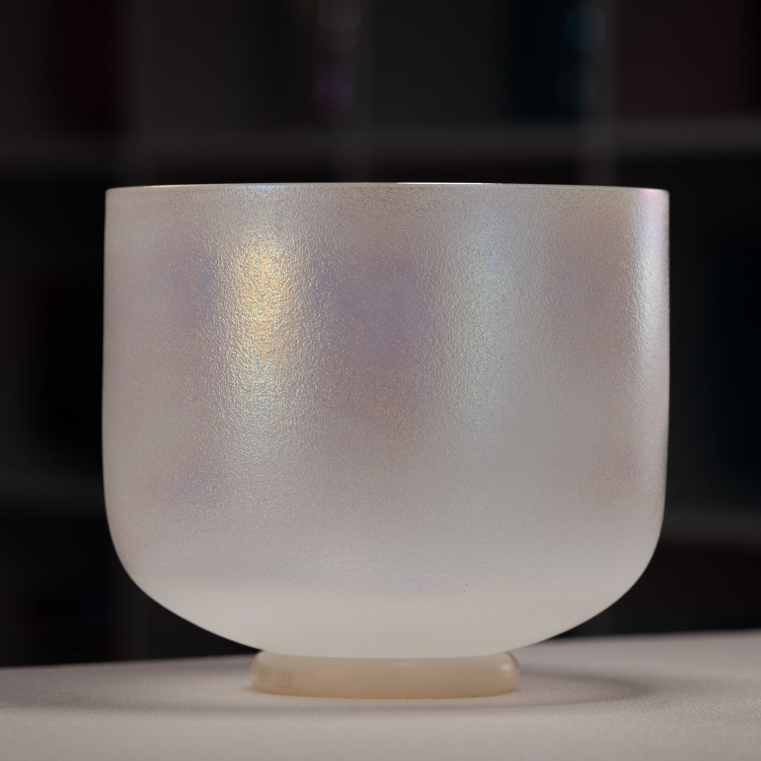 9" E-27 White Celestial Frosted Crystal Singing Bowl
