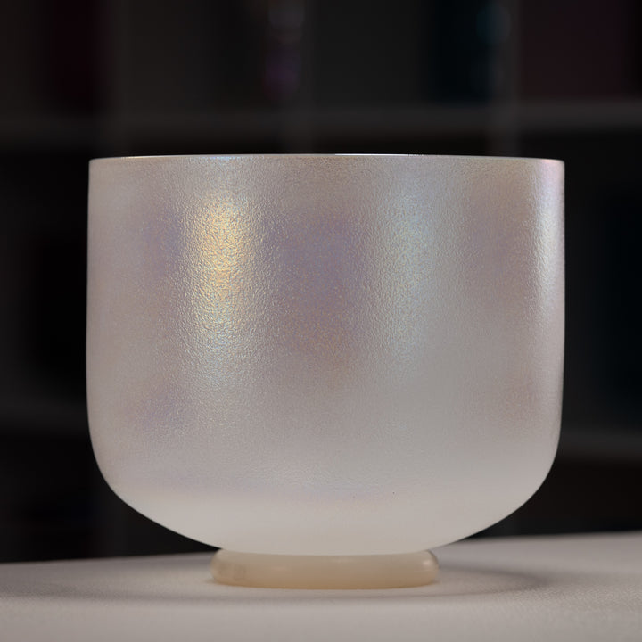 9" E-27 White Celestial Frosted Crystal Singing Bowl