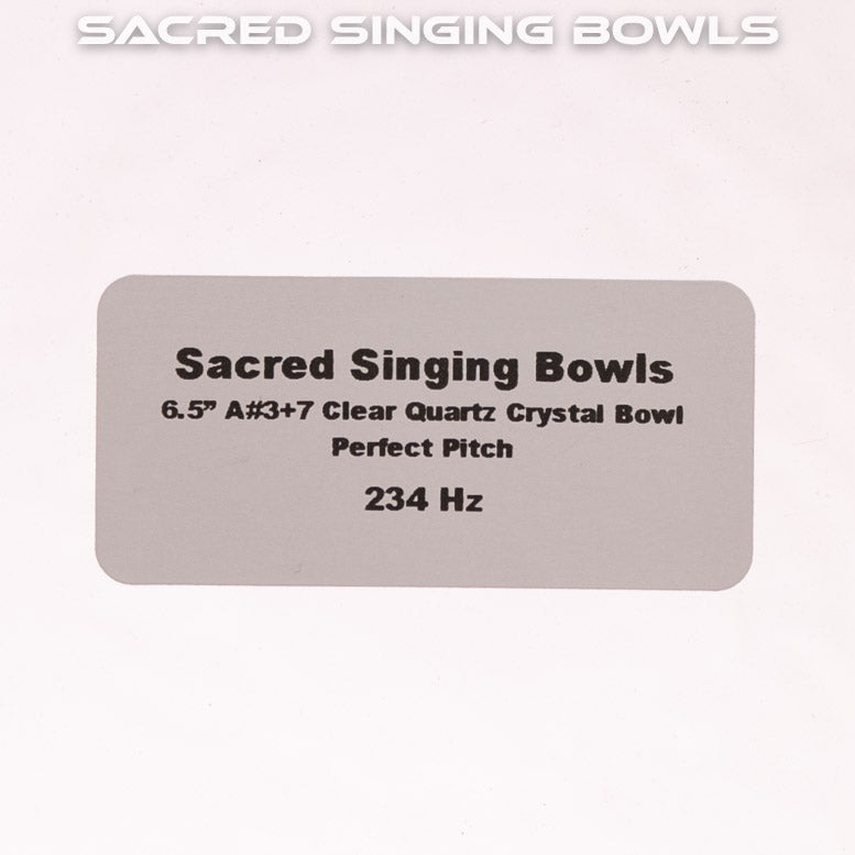 6.5" A#+7 Clear Quartz Crystal Singing Bowl, Perfect Pitch, Sacred Singing Bowls