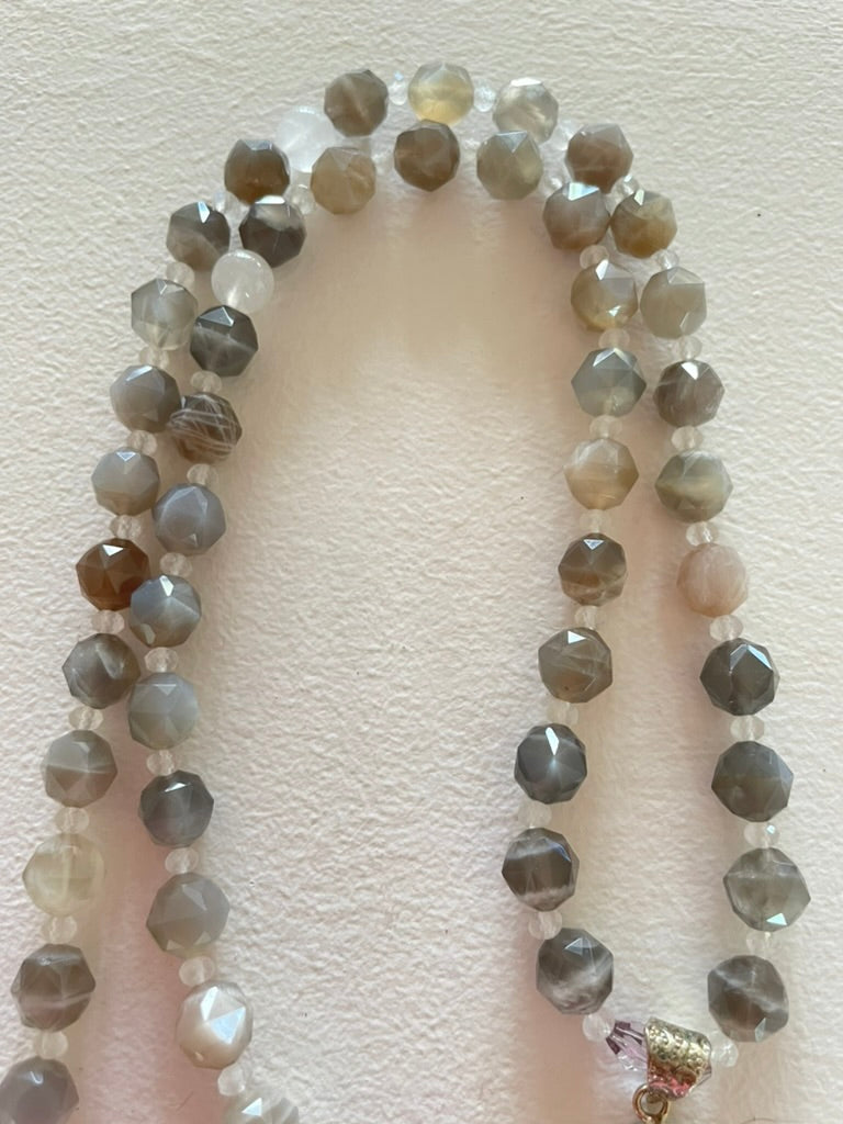 Gray & White Moonstone Mala