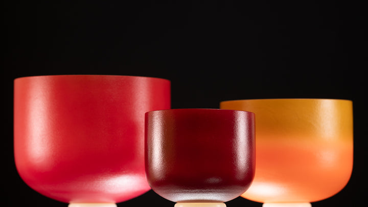 D Major: Frosted Crystal Singing Bowl Set