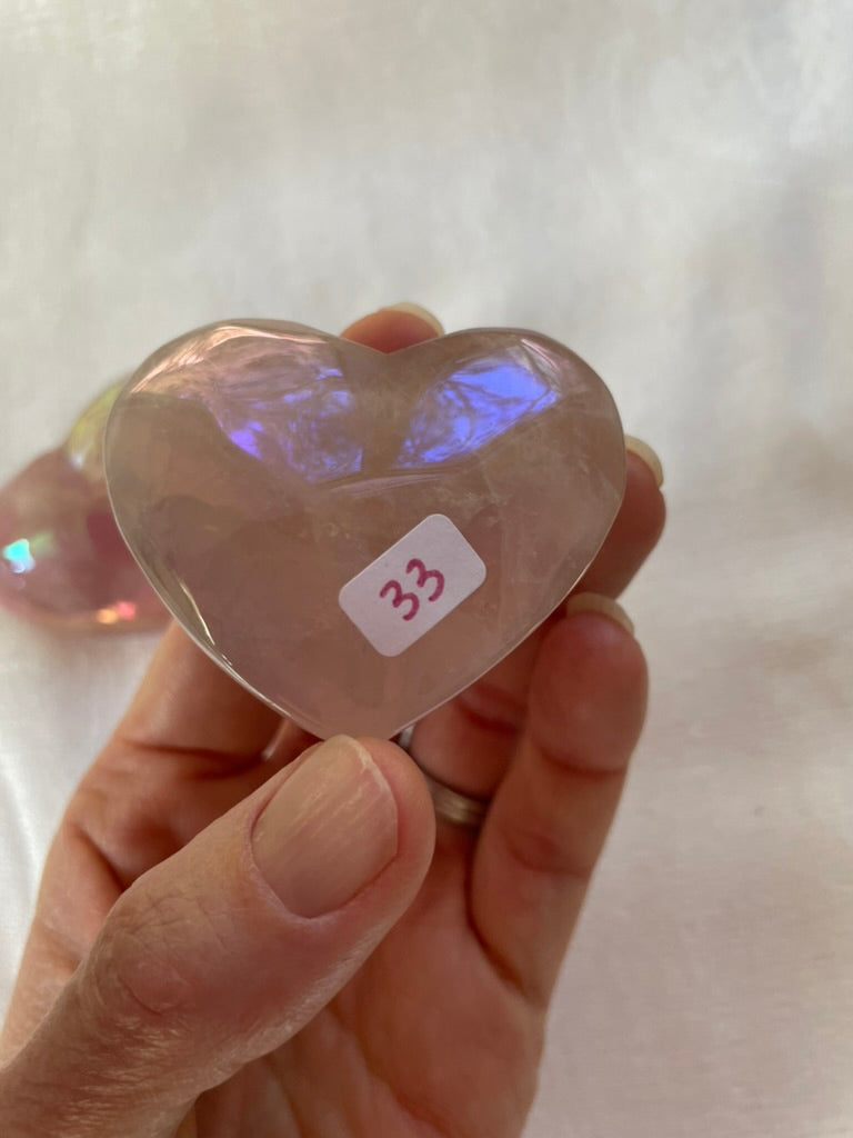 Aura Rose Quartz Hearts, Medium