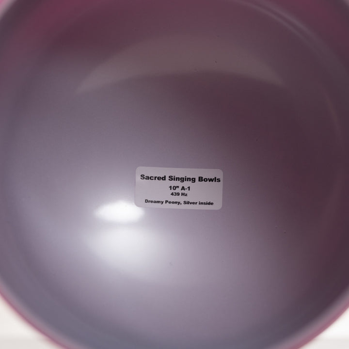 10" A-1 Dreamy Peony Frosted Crystal Singing Bowl, Silver inside