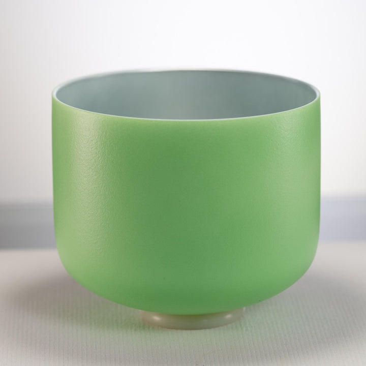 Light Green frosted singing bowl, silver inside