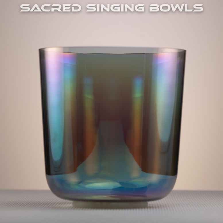 8" F-6  Labradorite Color Crystal Singing Bowl, Perfect Pitch, Prismatic: Sacred Singing Bowls