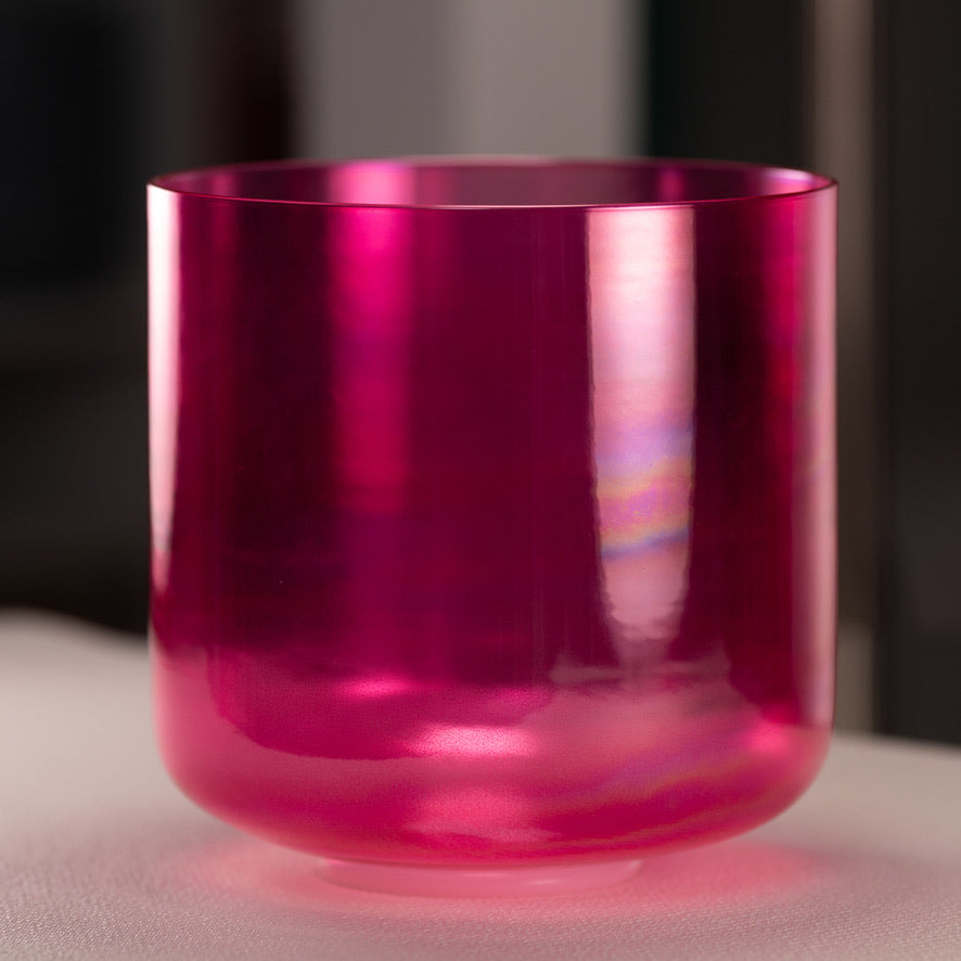 9" G#+4 Pink Lotus Crystal Singing Bowl, Perfect Pitch