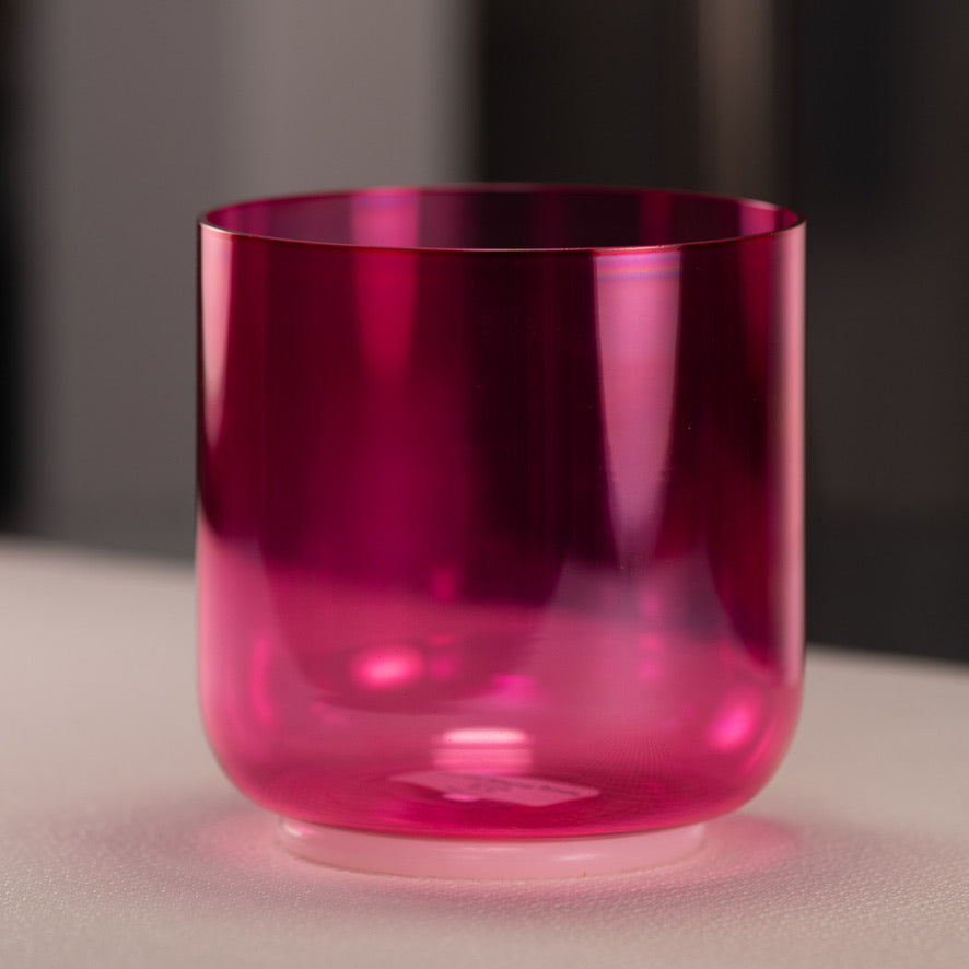 6" F+9 Pink Lotus Crystal Singing Bowl, Perfect Pitch