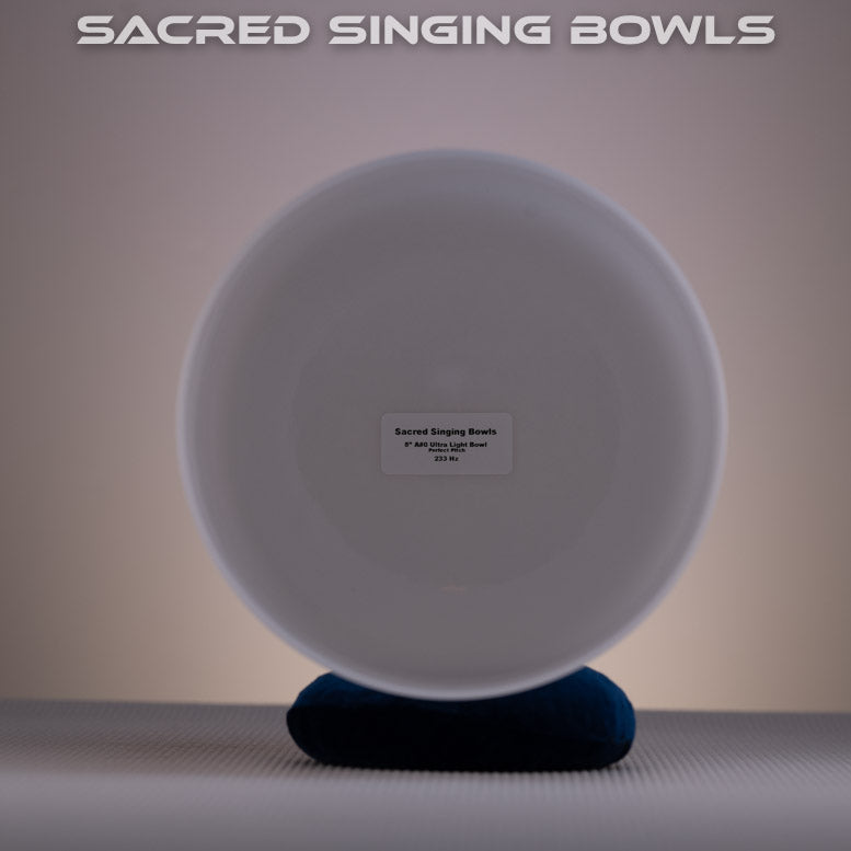 8" A#+0 Ultra Light Crystal Singing Bowl, Perfect Pitch, Sacred Singing Bowls
