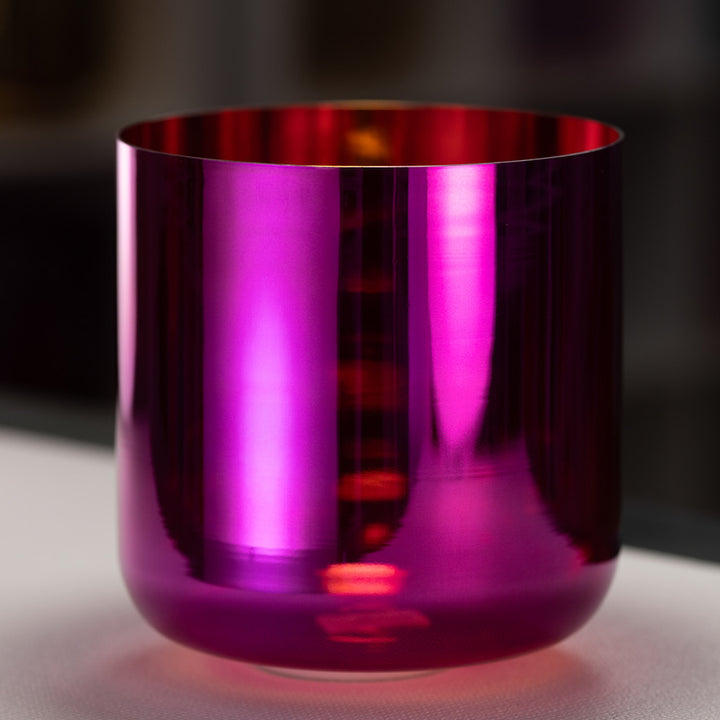 10" B-26 Magenta Manifestation Crystal Singing Bowl, Gold inside