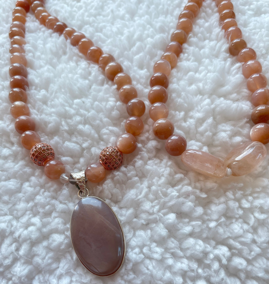 Peach Moonstone Mala