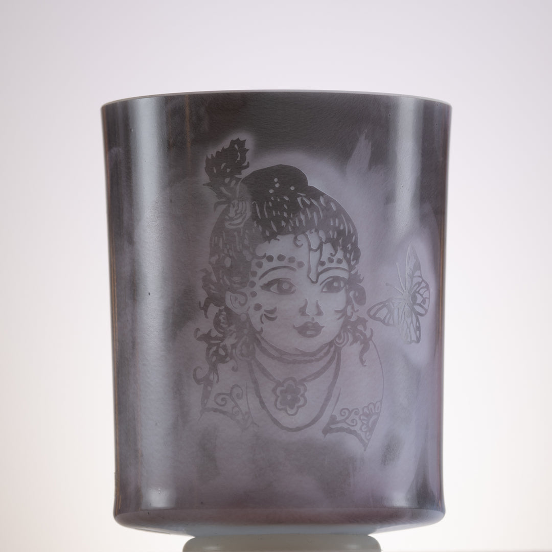 8" D#+45 Sugilite etched with Baby Krishna Crystal Singing Bowl, Crystal Tones™