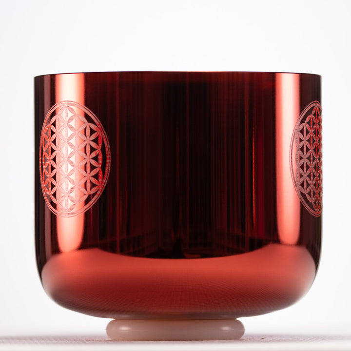 9" C+10 Orange Blossom Singing Bowl with Flower of Life, Perfect Pitch