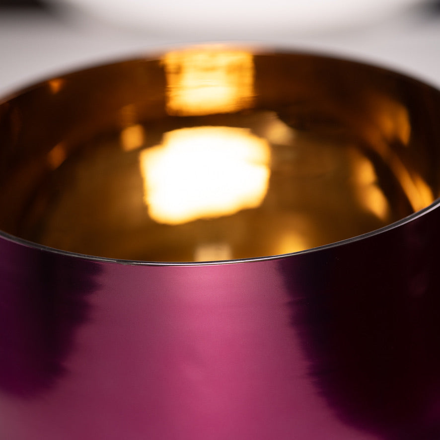 12" F+23 Radiant Rose Crystal Singing Bowl, Gold inside