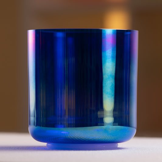 5.5" A#-27 Sapphire Color Crystal Singing Bowl, Prismatic, Sacred Singing Bowls
