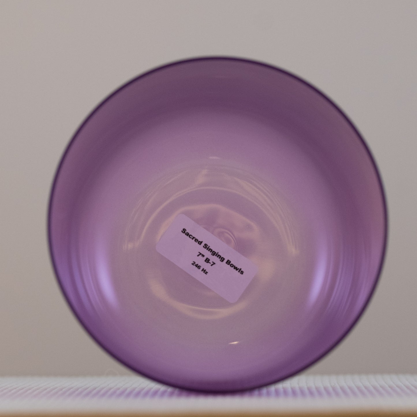 7" B-7 Amethyst Color Crystal Singing Bowl, Lightly Frosted Outside, Perfect Pitch, Sacred Singing Bowls