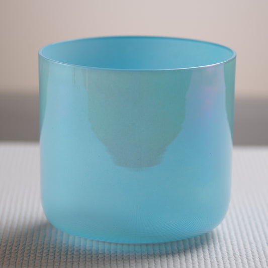5.75" G#-21 Aquamarine Color Crystal Singing Bowl, Prismatic, Sacred Singing Bowls
