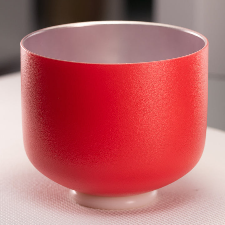 9" D#+6 Frosted Ruby Ray Crystal Singing Bowl