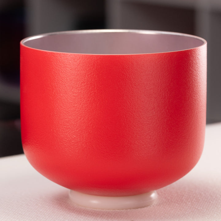 9" D#+6 Frosted Ruby Ray Crystal Singing Bowl