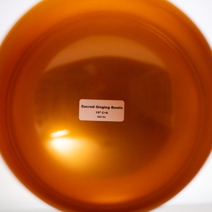 10" C+8 Honeycomb Frosted Crystal Singing Bowl, Gold inside