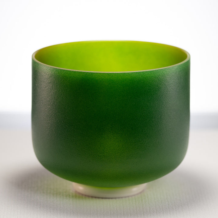 9" G-28 Emerald Heart Frosted Crystal Singing Bowl