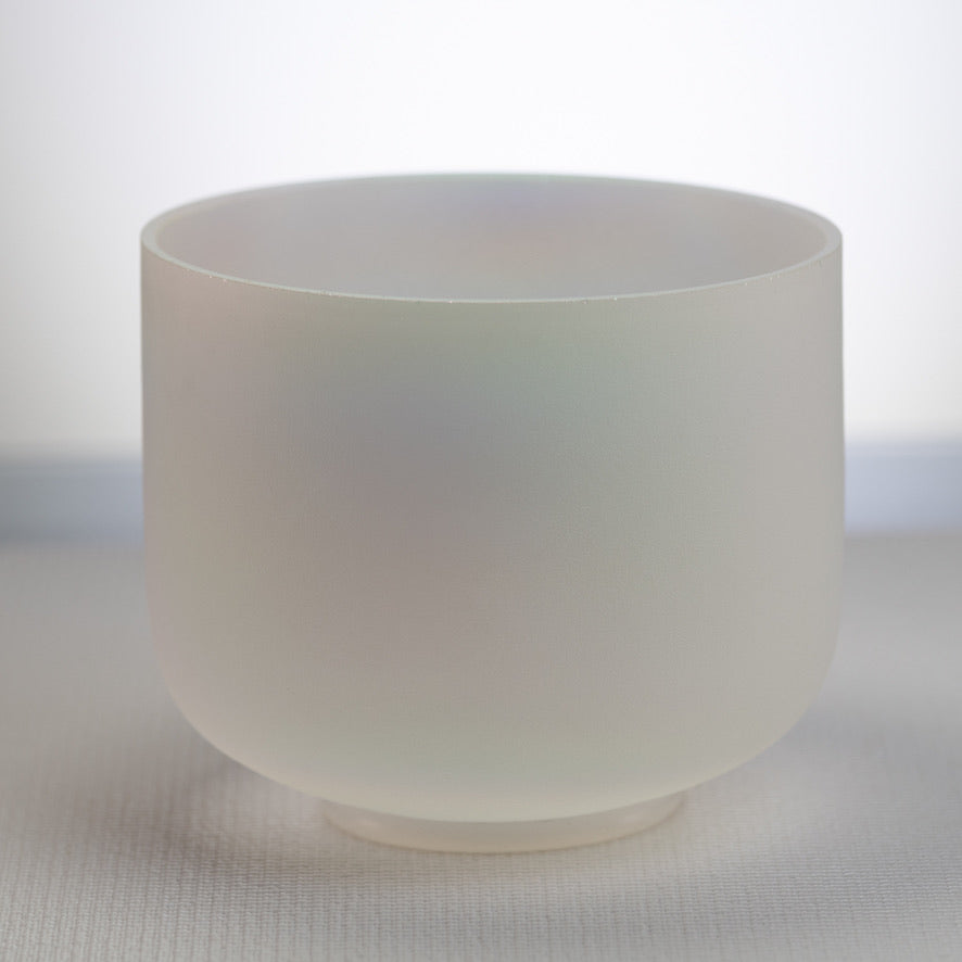 8" A+0 White Frosted Singing Bowl with Angel Aura inside