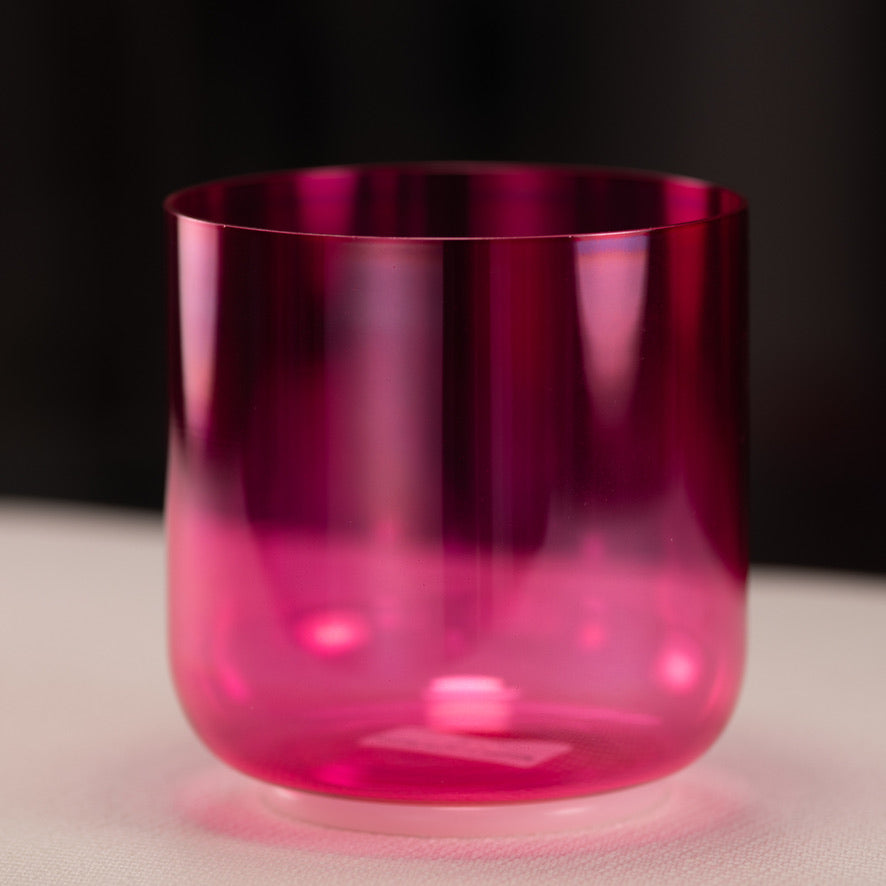 6" F+9 Pink Lotus Crystal Singing Bowl, Perfect Pitch